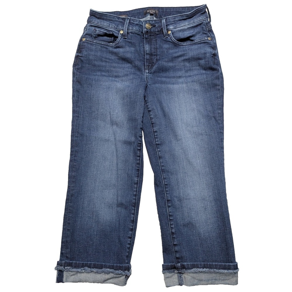NYDJ Marilyn Straight LIFTxTUCK Tech - Women Size 2‎ Cuffed Crop Jeans